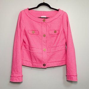 Lilly Pulitzer Millie Hotty Pink Gold Button Tweed Jacket NWOT Size M
